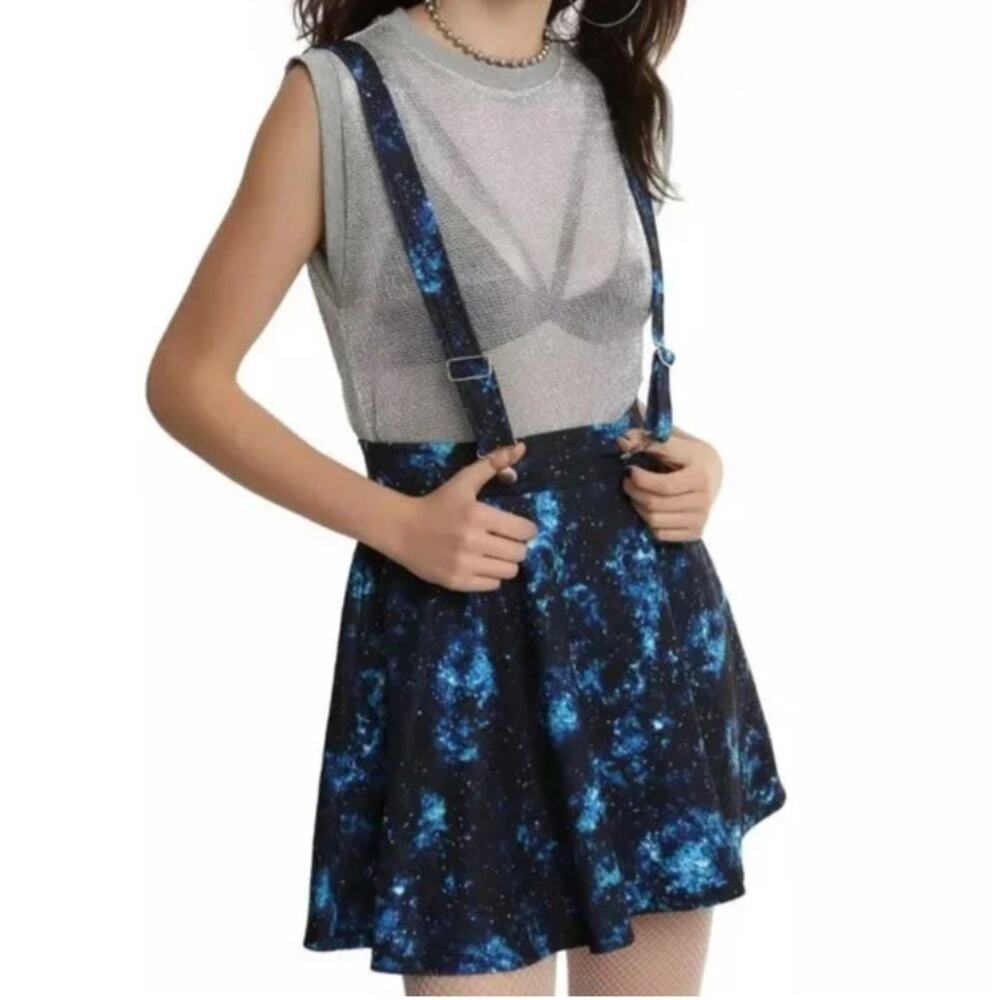 Hot Topic size medium Cosmic Print Skirt Suspenders Galaxy academia cosplay blue
